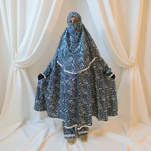 Woman Lilen Fabric Khimar Set WLF119